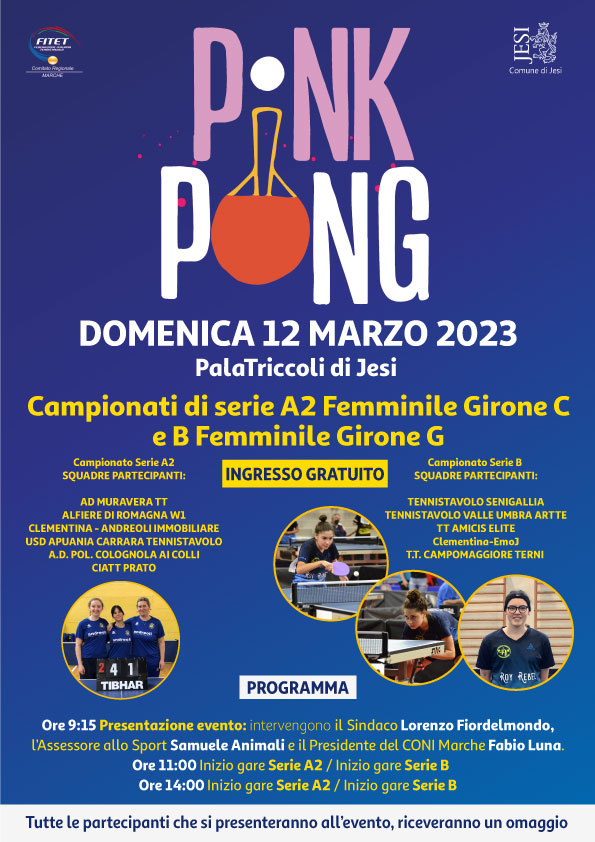  Tennistavolo in Rosa - Campionato Nazionale serie A2 e B Femminili - 12 marzo 2023