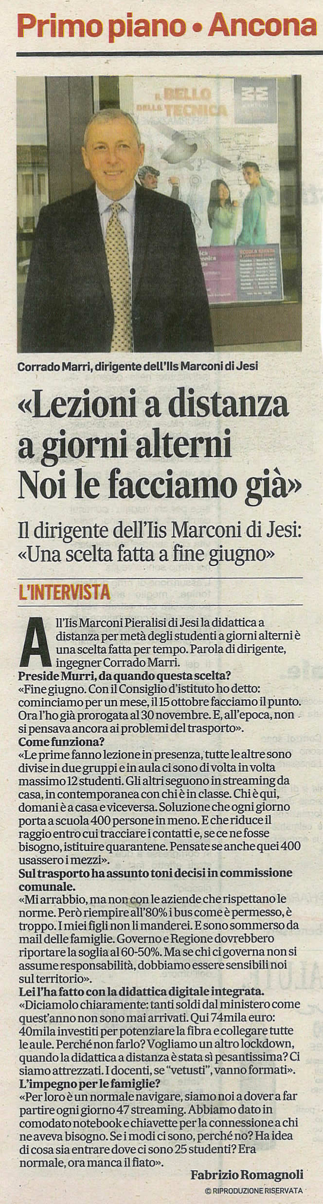 Corriere Adriatico Ancona 18 10 2020