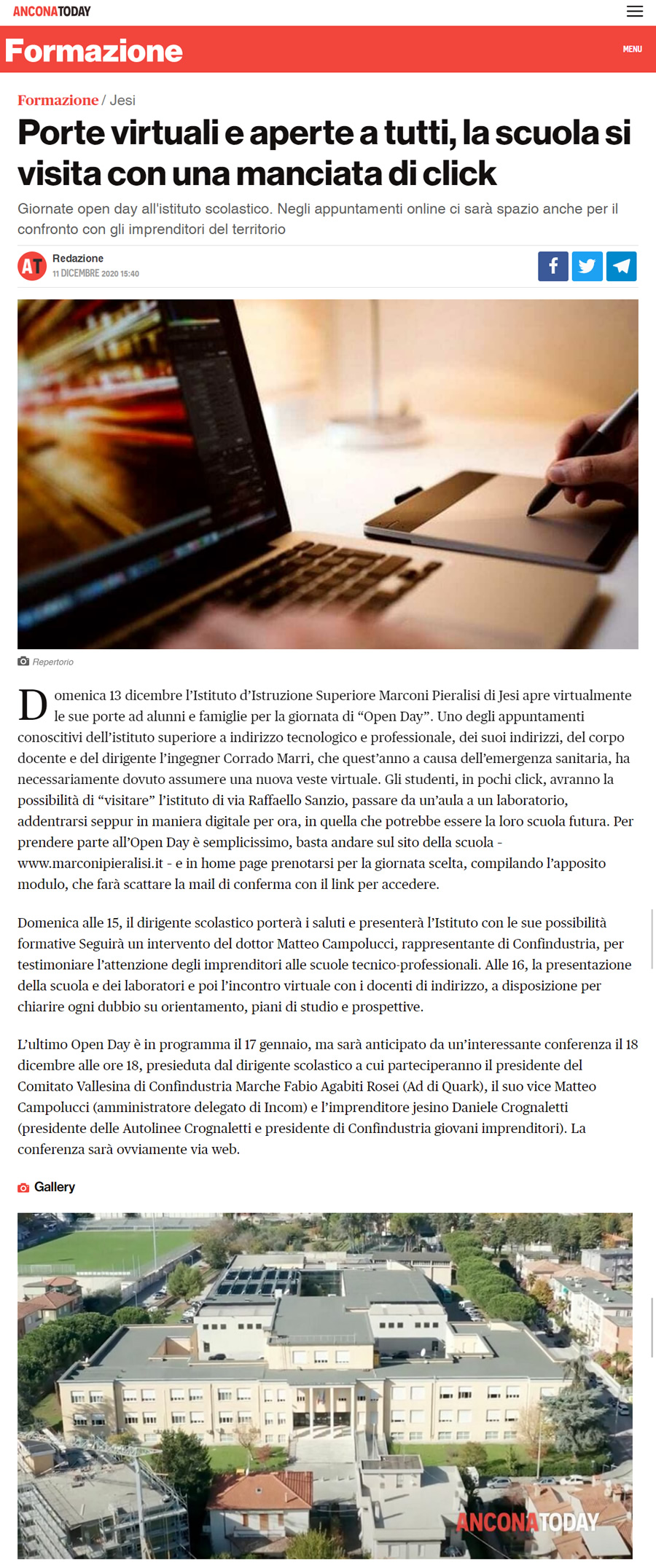Articolo AnconaToday 12.12.2020