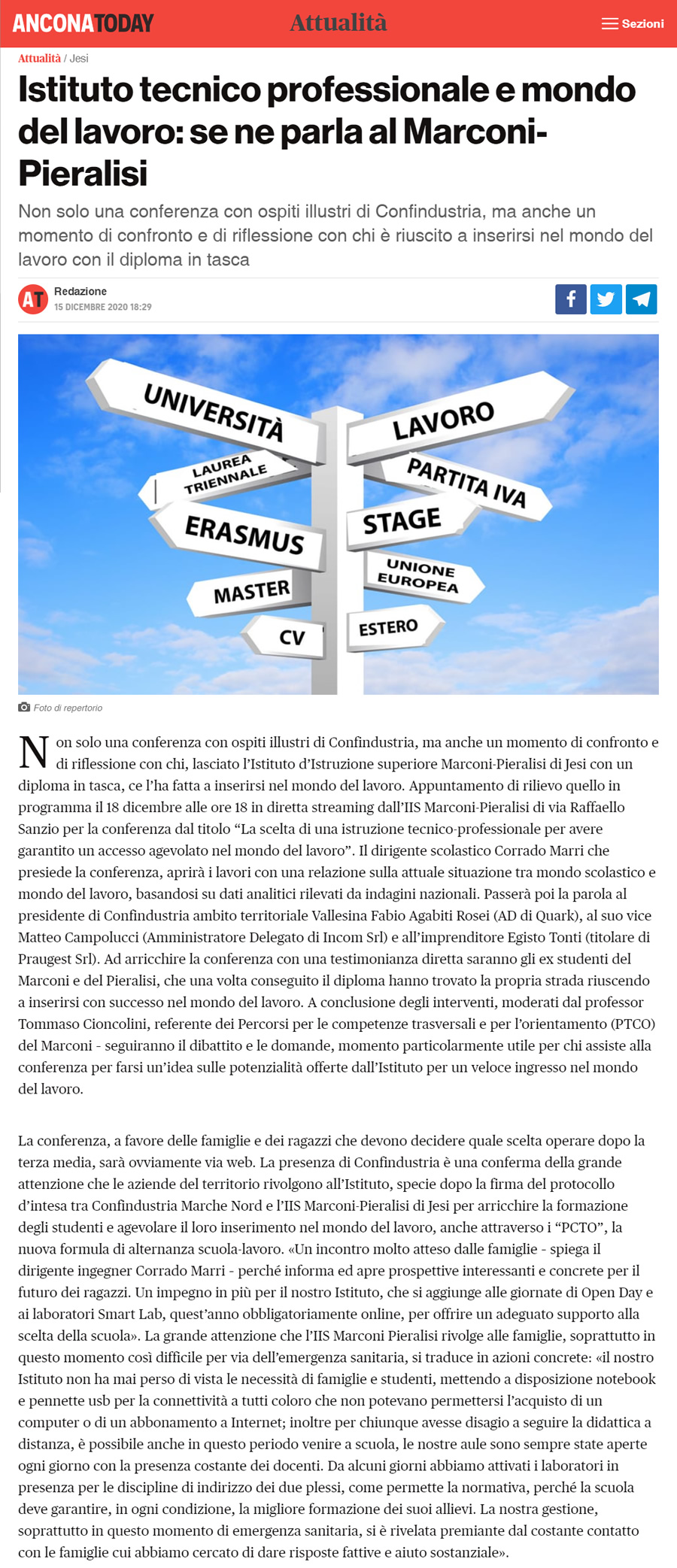 Articolo AnconaToday 12.12.2020