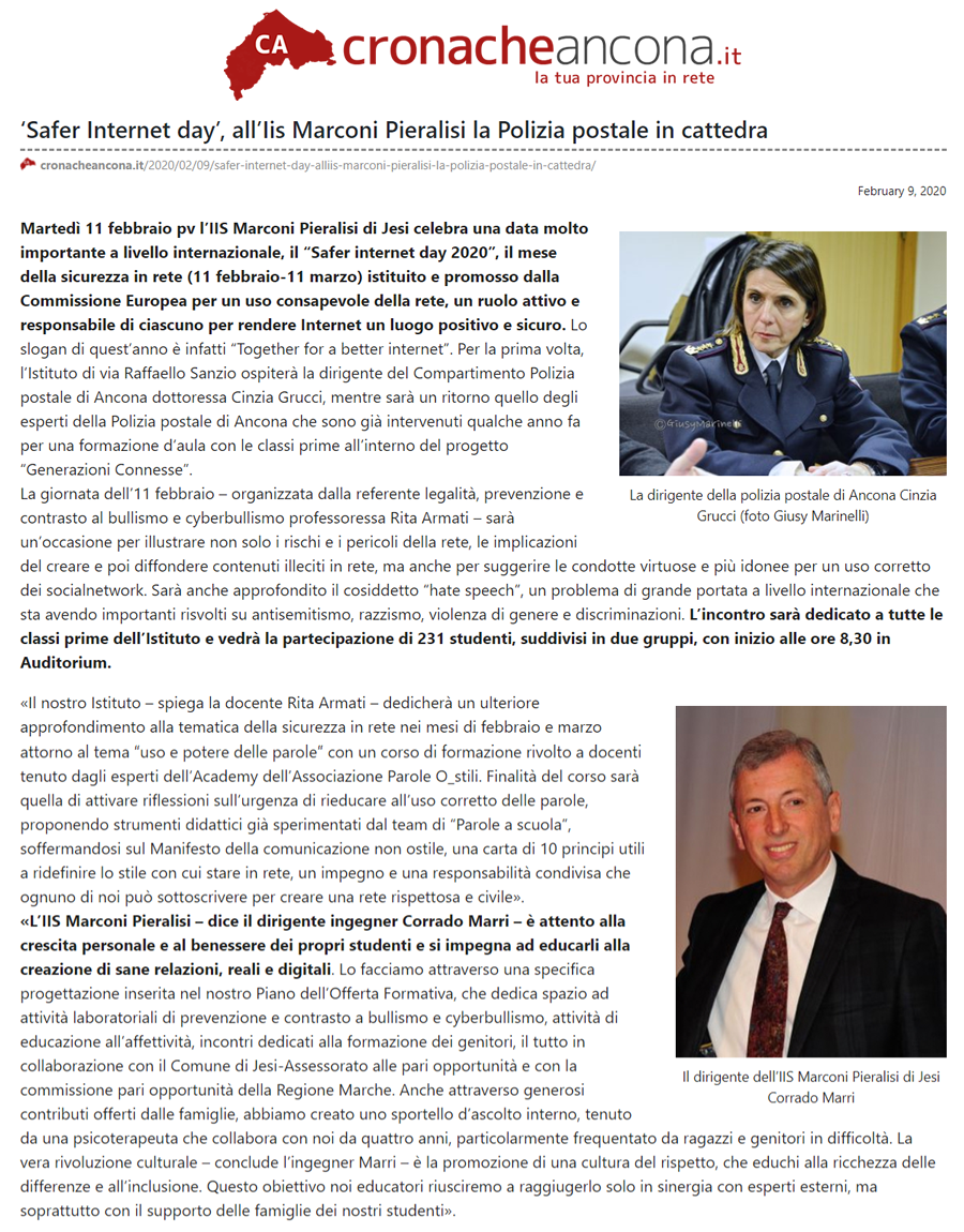 Articolo CronacheAncona.it 09.02.2020