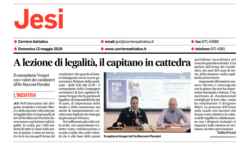 Articolo Corriere Adriatico 12.05.2019