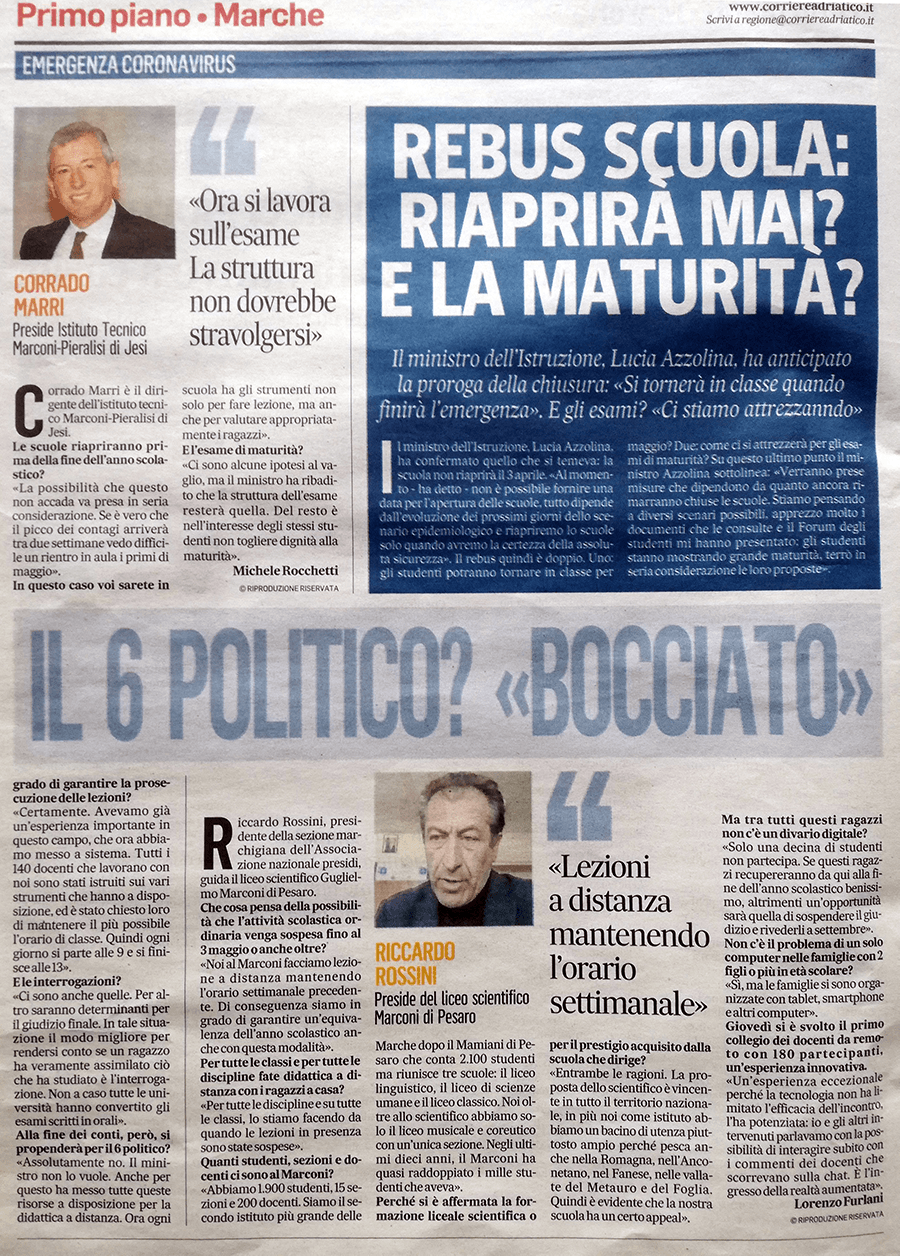 Articolo Corriere Adriatico 06.03.2020