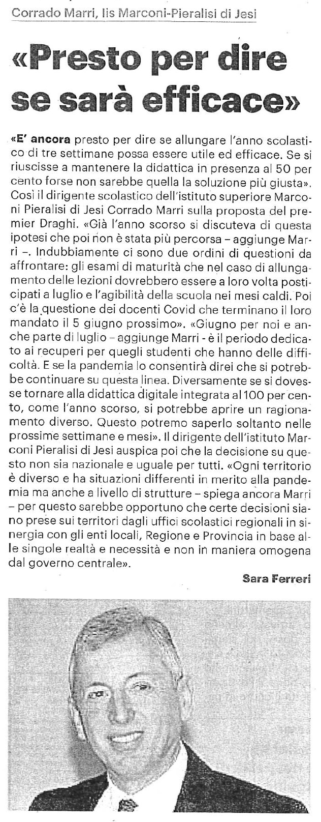 Articolo Resto del Carlino 10.02.2021