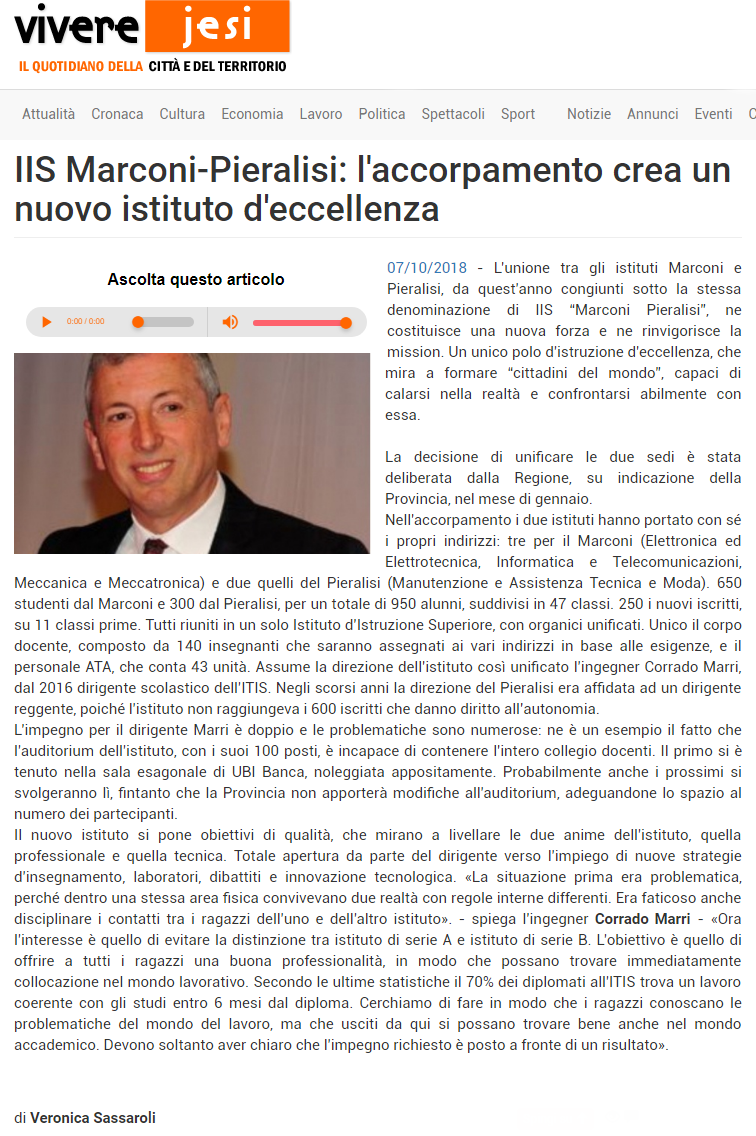Articolo Vivere Jesi 07.10.2018