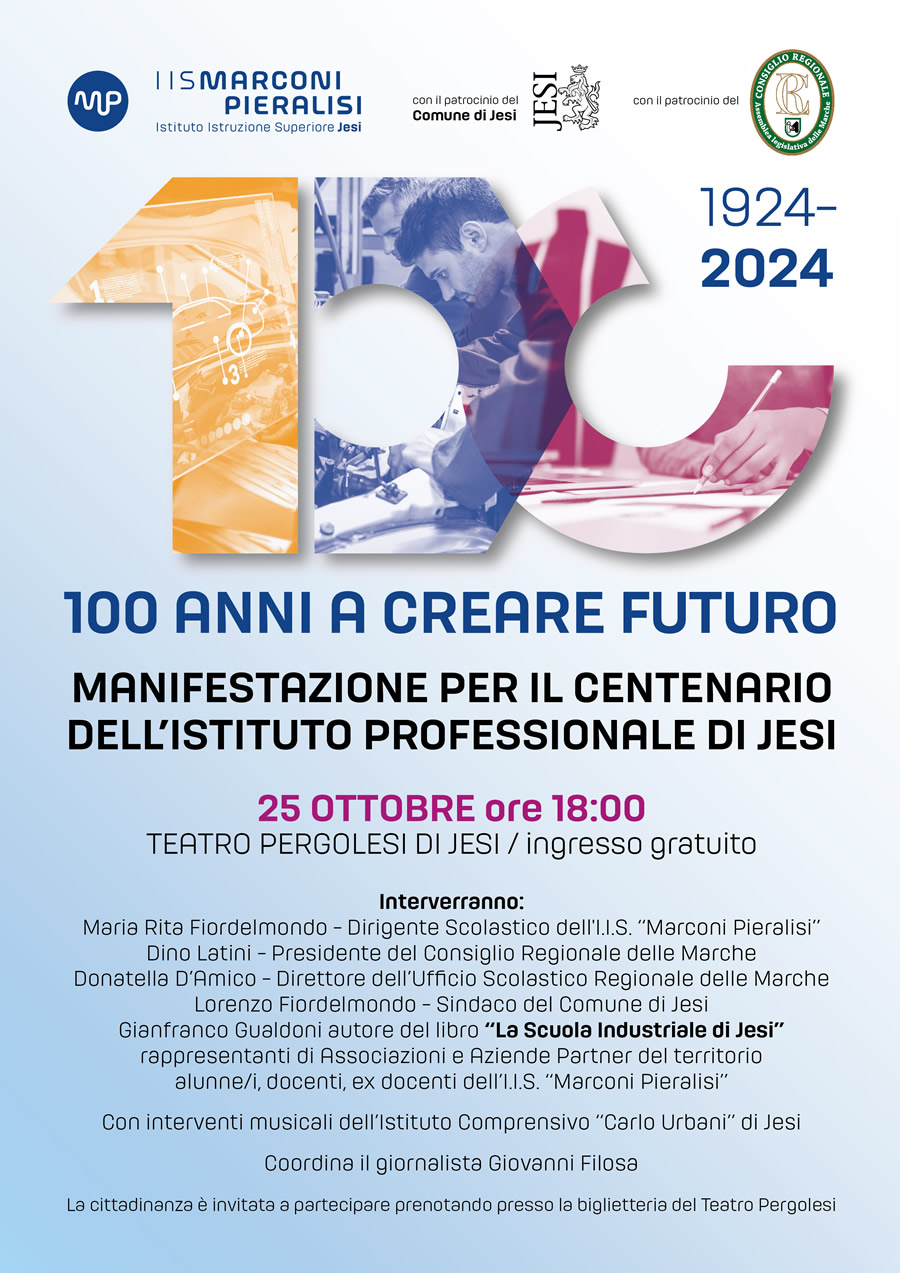 Manifestazione per il centenario dell'Istituto Professionale - Venerdì 25 Ottobre 2024 ore 18:00