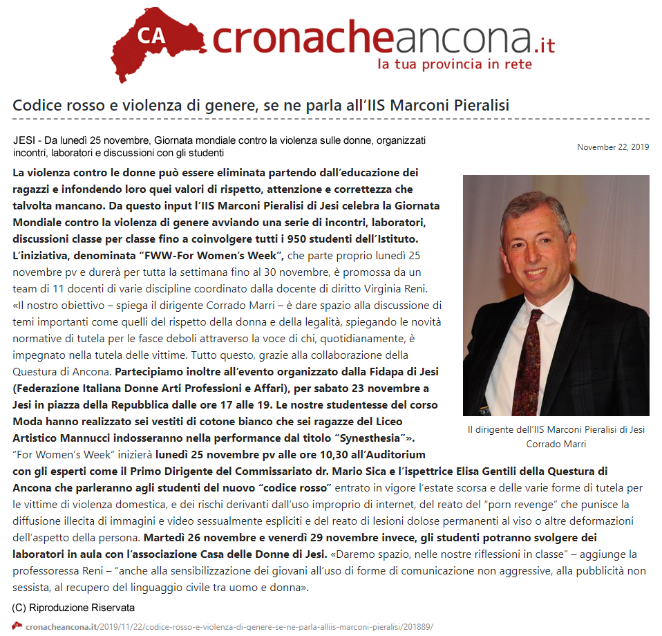 Articolo CronacheAncona.it 22.11.2019